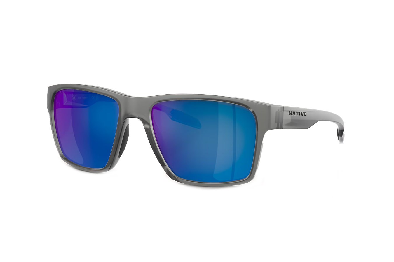 NATIVE EYEWEAR Breck Matte Smoke Crystal Frame with Blue Lenses